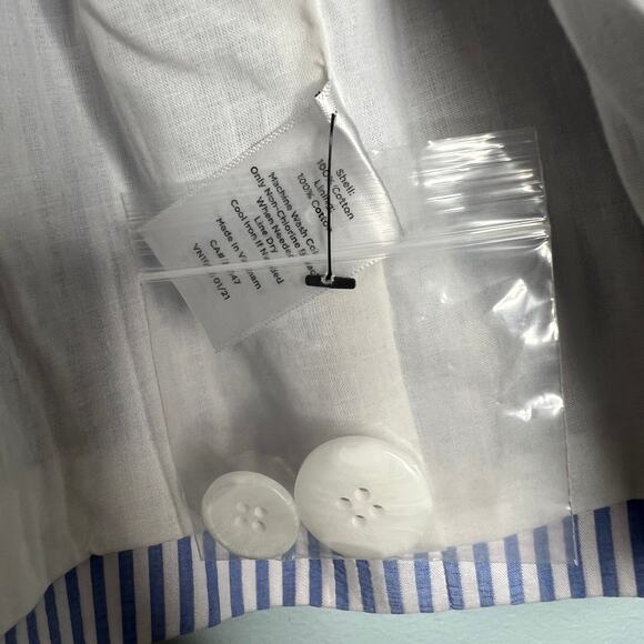 Talbots Size 14 Classic Summer Seersucker Blazer Jacket Lined Cotton Washable - Picture 12 of 13